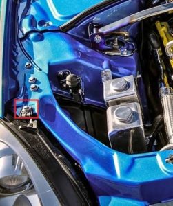 Bolt holding headlight in red square